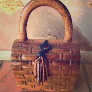 👜 Timmy Woods “Picnic Basket” Wooden Purse 👜